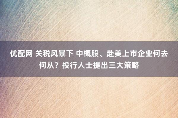 优配网 关税风暴下 中概股、赴美上市企业何去何从？投行人士提出三大策略